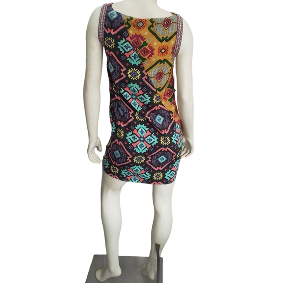 Rachel Roy Aztec Bohemian Multicolor Mini Dress Sz S - Picture 6 of 17